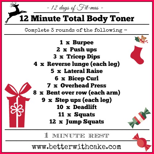 Fit Friday Fun – 12 days of Fit-mas – 12 Minute Total Body Toner