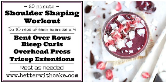 A {NEW} 20 Minute Shoulder Shaping Workout & A Healthy {Banana Free} Red Velvet Smoothie