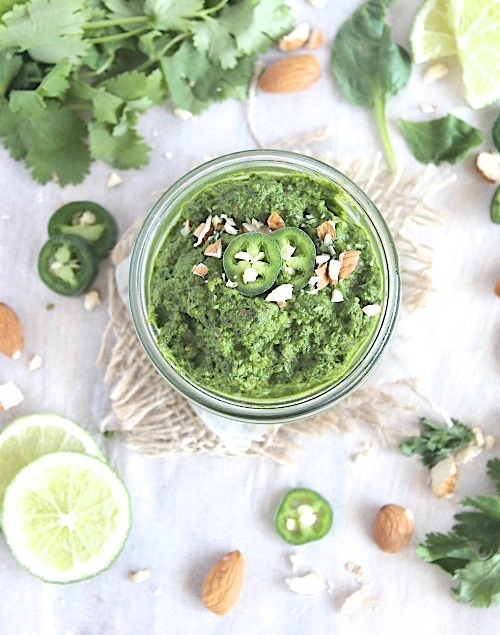 Roasted Almond & Jalapeno' Pesto {Vegan, Gluten Free & Paleo Friendly} - www.betterwithcake.com