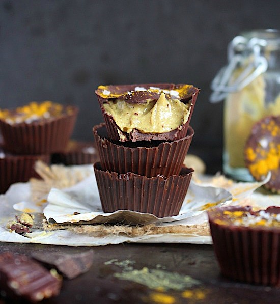 Dark Chocolate Golden Spiced Cashew Butter Cups  {Sugar Free, Gluten Free, Dairy Free, Vegan, Keto & Paleo Friendly}