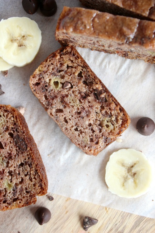 Maple Vanilla Choc Chip Banana Bread  {Low Carb, Grain Free & Paleo Friendly}