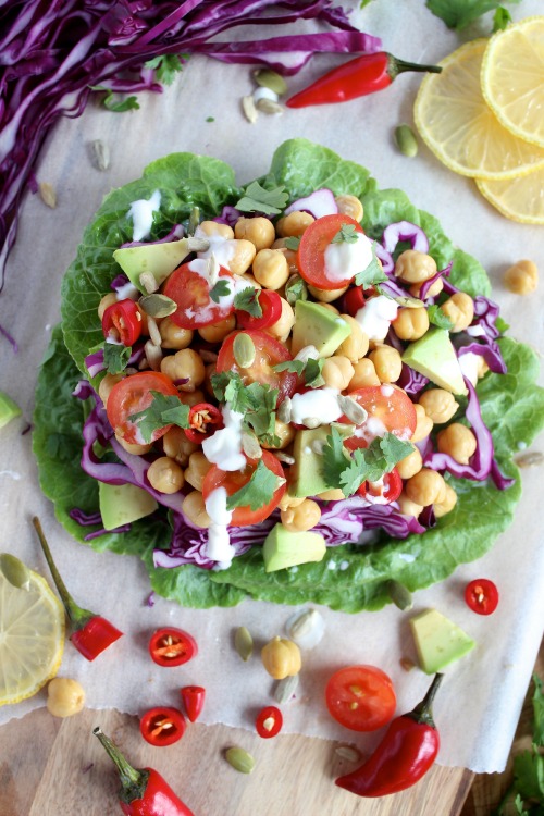 Spicy Mediterranean Style Lettuce Wraps