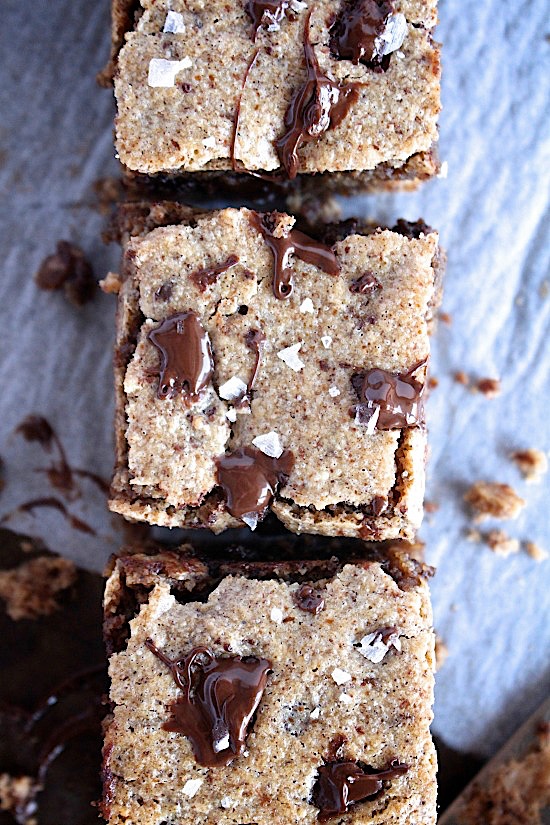 {Small Batch} Flourless Salted Choc Chip Almond Butter Blondies Gluten Free - Dairy free - Grain free - Refined sugar free - Low carb - Paleo - Keto & Vegan friendly - www.betterwithcake.com