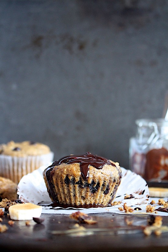 {Sugar Free} Peanut Butter Choc Chip Banana Muffins - Gluten Free - Dairy Free - Grain Free - Paleo - Vegan Friendly - www.betterwithcake.com