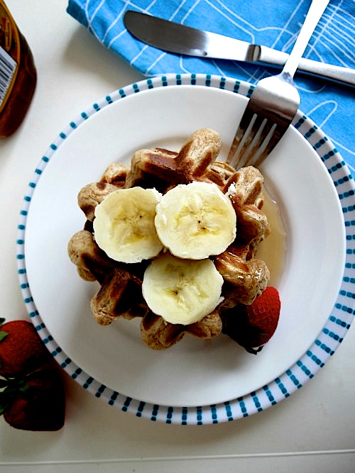 Overnight Brown Sugar, Banana Yoghurt Waffles
