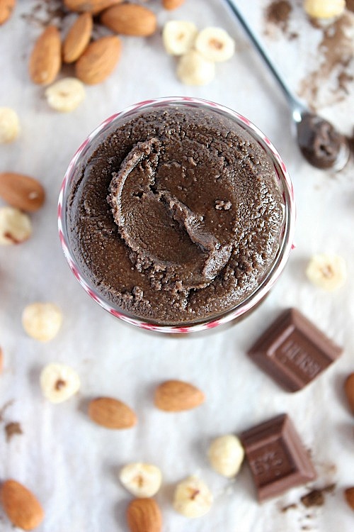 Healthy, Homemade Chocolate-Hazelnut Almond Butter {Vegan, Dairy Free & Paleo Friendly} - www.betterwithcake.com