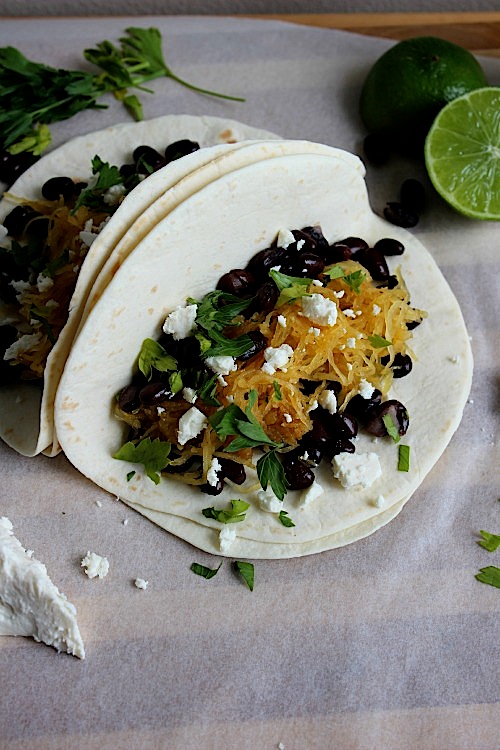 Spaghetti Squash and Black Bean Tacos