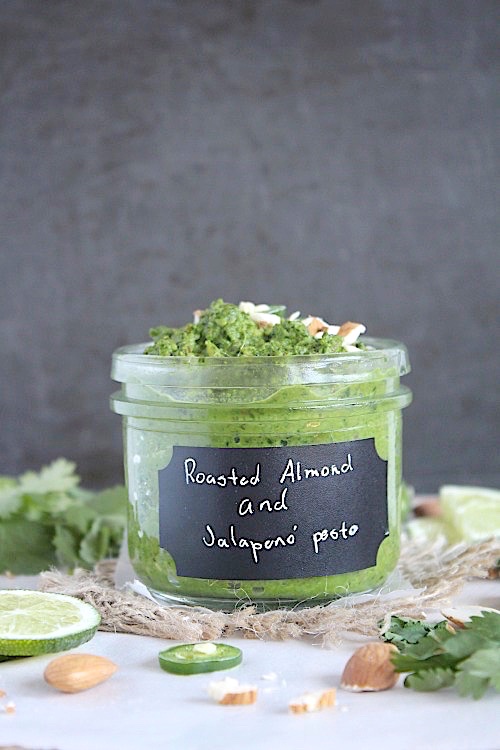 Roasted Almond & Jalapeno' Pesto {Vegan, Gluten Free & Paleo Friendly} - www.betterwithcake.com