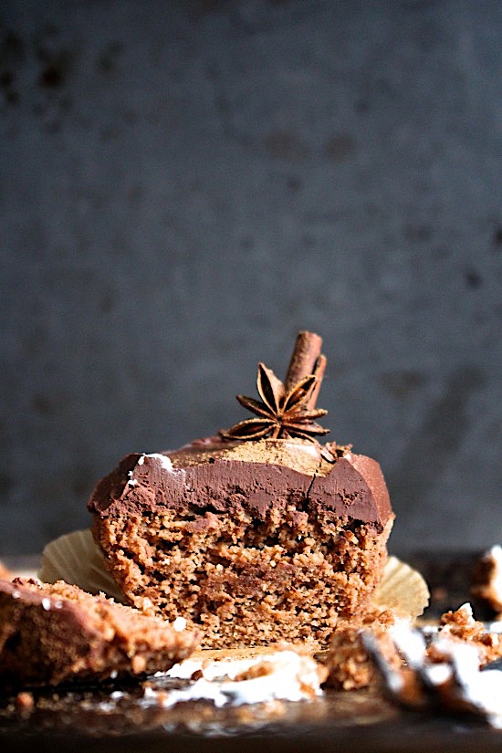 Healthy {Grain Free} Gingerbread Muffins with Dark Chocolate Espresso Ganache - Gluten Free - Refined Sugar Free - Low Carb - Keto - Paleo - Vegan Friendly - www.betterwithcake.com