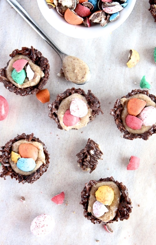 Dark chocolate almond butter nests!