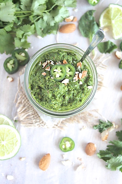 Roasted Almond & Jalapeno' Pesto {Vegan, Gluten Free & Paleo Friendly} - www.betterwithcake.com