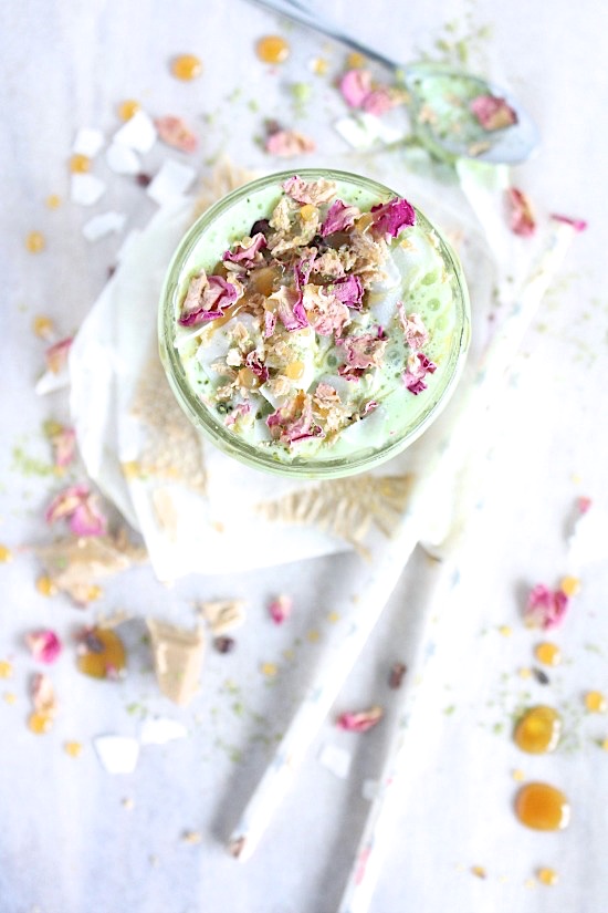 Salted Caramel Iced Matcha Latte Vegan - Gluten Free - Dairy Free - Sugar Free - Banana Free - Keto & Paleo Friendly - www.betterwithcake.com