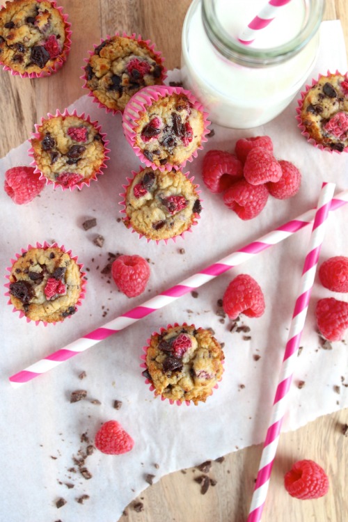 Coconut Raspberry Dark Chocolate Muffins