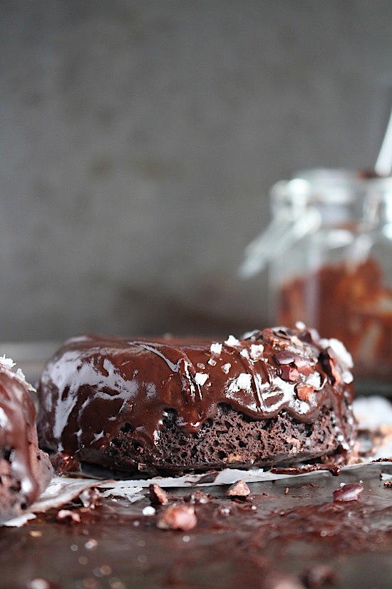 {Baked} Choc Chip Mocha Donuts with Salted Dark Chocolate Espresso Glaze {Gluten Free - Dairy Free - Refined Sugar Free - Low Carb - Vegan - Keto - Paleo} - www.betterwithcake.com