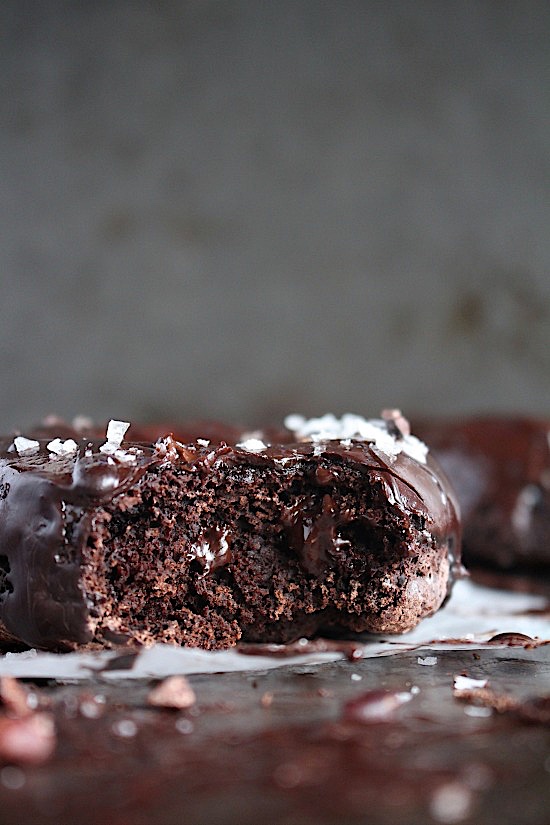 {Baked} Choc Chip Mocha Donuts with Salted Dark Chocolate Espresso Glaze {Gluten Free - Dairy Free - Refined Sugar Free - Low Carb - Vegan - Keto - Paleo} - www.betterwithcake.com
