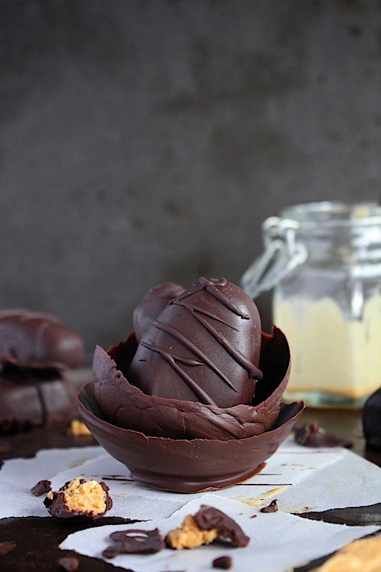 Copycat Reese's Eggs { Sugar Free - Dairy Free - Gluten Free - Grain Free - Vegan - Keto - Paleo Friendly} - www.betterwithcake.com