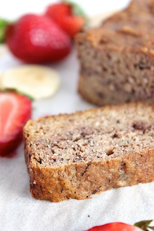 Seriously Moorish Strawberry Marbled Banana Bread  {Low Carb, Grain Free & Paleo Friendly}
