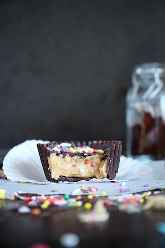 Healthy {EGG FREE} Espresso Infused, Dark Chocolalate Cake Batter Cashew Butter Cups - Gluten Free - Dairy free - Grain free - Sugar free - Low carb - Paleo - Keto - Vegan - www.betterwithcake.com