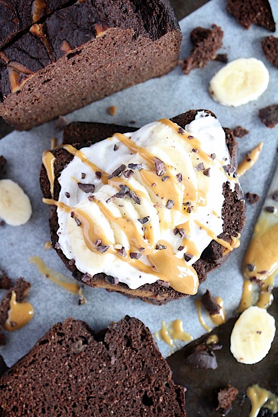 Peanut Butter Choc Fudge Banana Bread {Gluten Free - Dairy Free - Refined Sugar Free - Keto - Vegan & Paleo Friendly} - www.betterwithcake.com