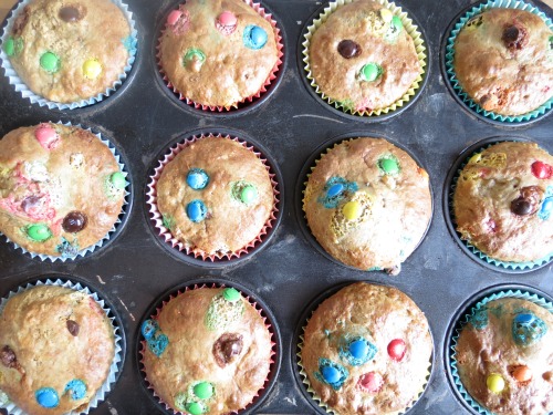 Banana Muffins with mini M&M