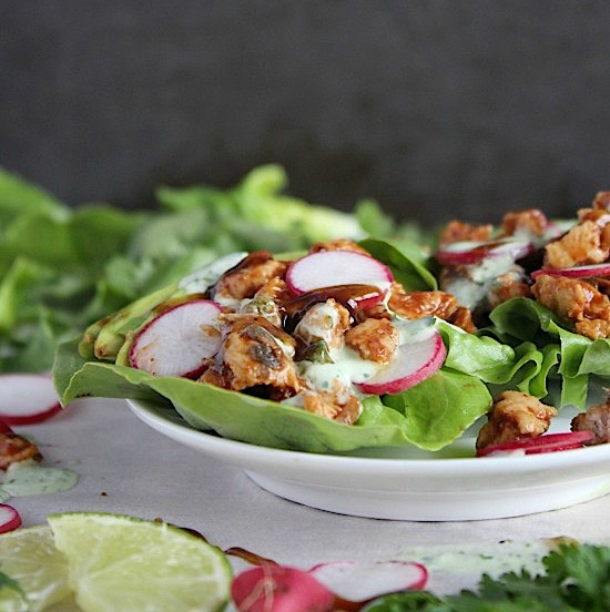15 Minute BBQ Chicken & Avocado Lettuce Cups {Gluten Free & Paleo Friendly}