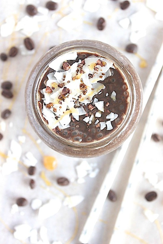 Dark Chocolate Salted Caramel Coconut Mocha Smoothie {Vegan, Gluten Free & Paleo Friendly} - www.betterwithcake.com