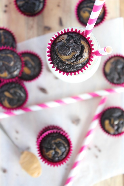 Double Chocolate Peanut butter Mini Cupcakes {Grain Free & Paleo Friendly}
