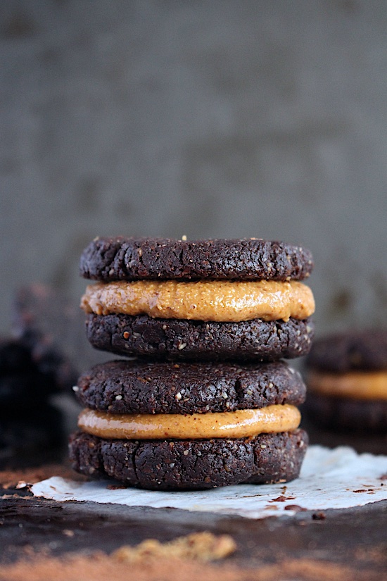 Salted Dark Chocolate Almond Butter Cookie Sandwiches {Keto - Gluten Free - Dairy Free - Egg Free - Low Carb - Vegan - Paleo} - www.betterwithcake.com