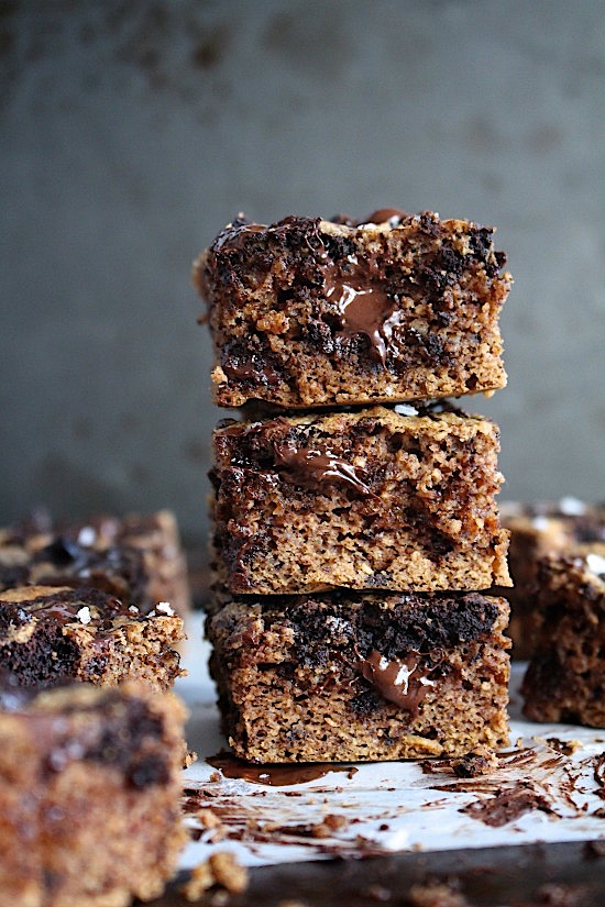 {Small Batch} Flourless Marble Swirled Almond Butter Blondies - Gluten Free - Dairy Free - Grain Free - Refiend Sugar Free - Low Carb - Vegan - Keto - Paleo - www.betterwithcake.com