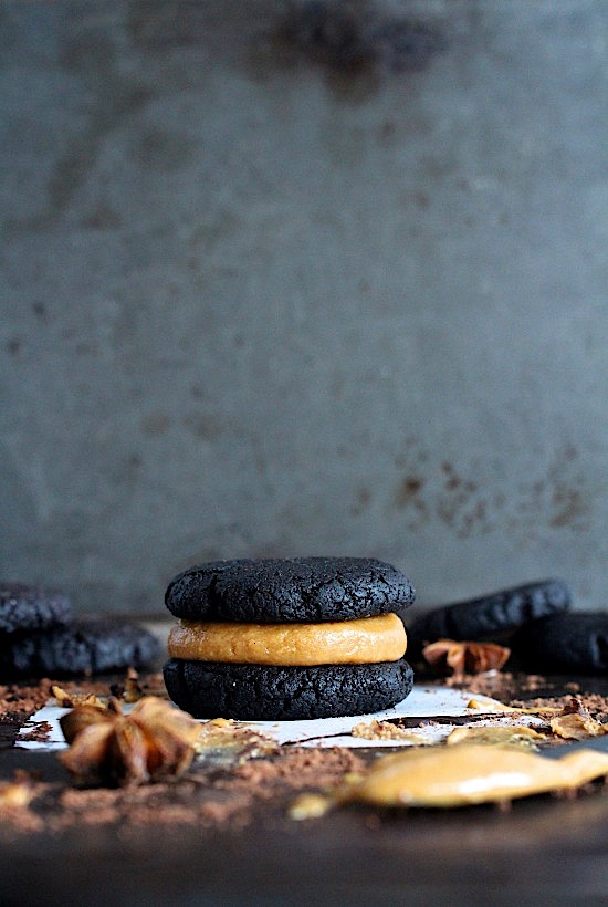 Flourless Dark Chocolate Pumpkin Spiced Peanut Butter Brookie SandwichesGluten Free - Dairy Free - Grain Free - Refined Sugar Free - Low Carb - Keto - Paleo - Vegan Friendly - www.betterwithcake.com