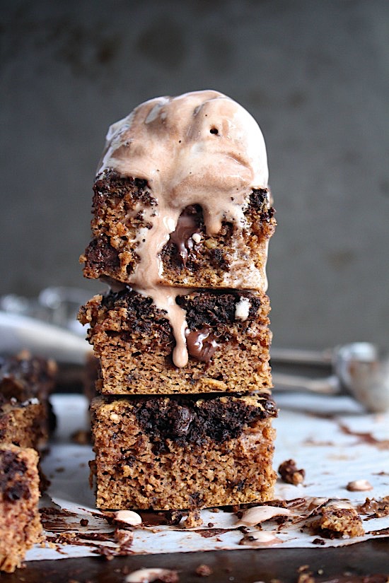 {Small Batch} Flourless Marble Swirled Almond Butter Blondies - Gluten Free - Dairy Free - Grain Free - Refiend Sugar Free - Low Carb - Vegan - Keto - Paleo - www.betterwithcake.com