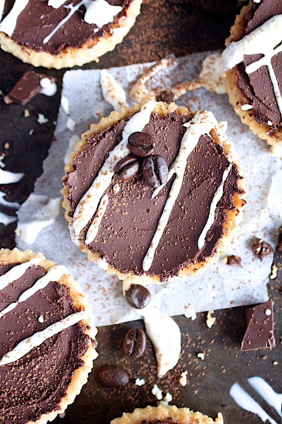 Dark Chocolate Espresso Ganache Tarts {Gluten Free - Dairy Free - Refined Sugar Free - Low Carb - Vegan - Keto - Paleo} - www.betterwithcake.com