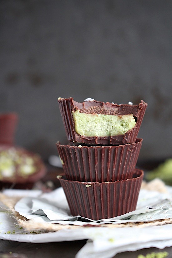 3 Ingredient, Dark Chocolate Matcha Coconut Butter Cups {Vegan, Gluten Free, Dairy Free, Sugar Free, Keto & Paleo Friendly} - www.betterwithcake.com
