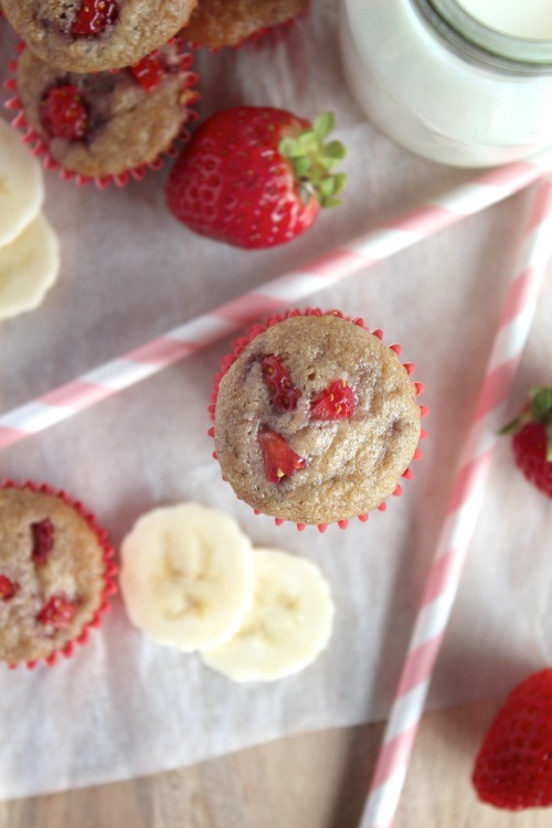 Wild Strawberry, Rhubarb and Banana Muffins
