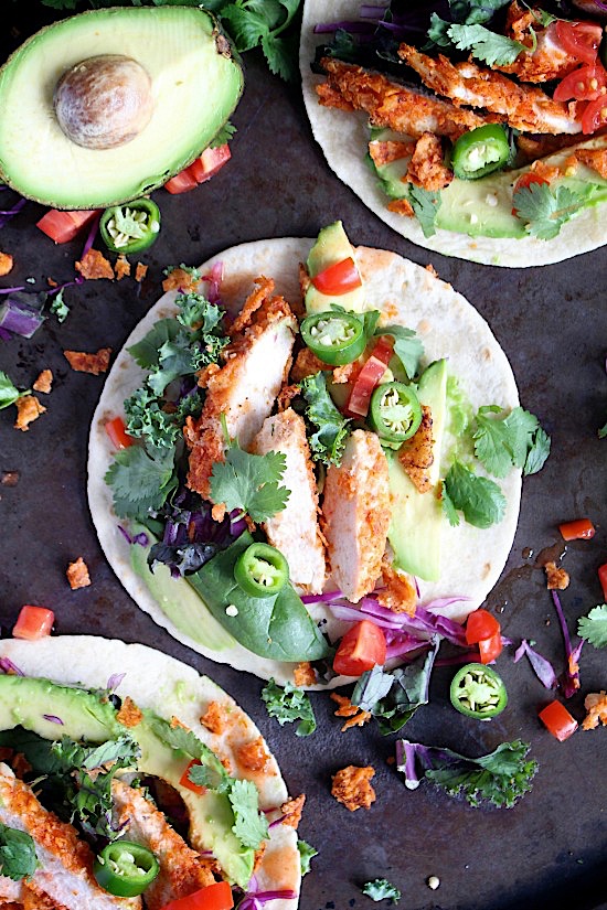 Crisp & Crunchy {Baked} Firecracker Chicken Tacos - Gluten Free - Dairy Free - Grain Free - Paleo - www.betterwithcake.com