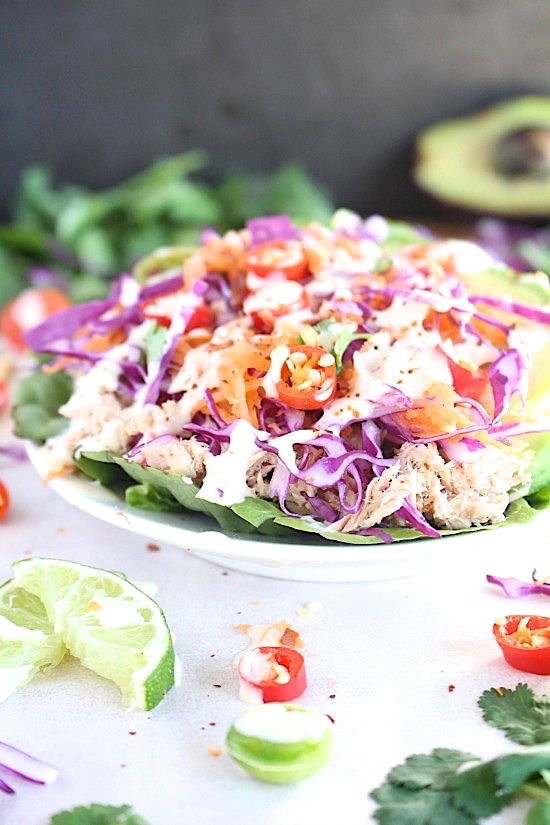 Spicy Tuna, Tahini and Lime Salad Lettuce Cups {Low Carb – Gluten Free – Keto & Paleo Friendly}