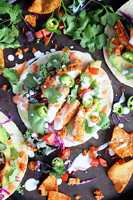 20 minute - Crisp & Crunchy {Baked} Firecracker Chicken Tacos - Gluten Free - Dairy Free - Grain Free - Paleo - www.betterwithcake.com