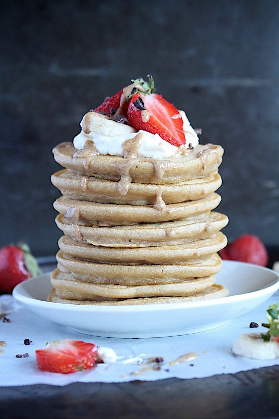 Fluffy Vanilla Pancakes for Two {Paleo - Gluten Free - Dairy Free - Grain Free - Refined Sugar Free} - www.betterwithcake.com
