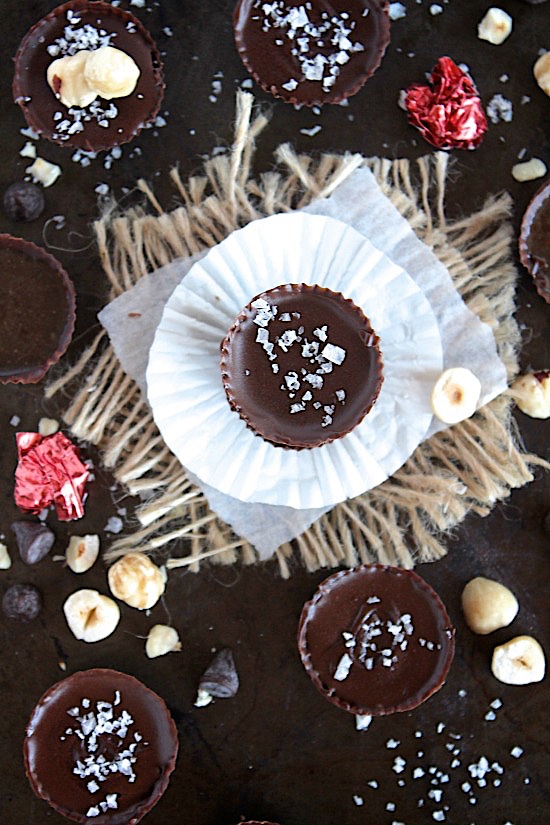 Healthy, Homemade, 3 Ingredient – Salted Dark Chocolate Hazelnut Almond Butter Cups {Vegan, Gluten Free & Paleo Friendly}