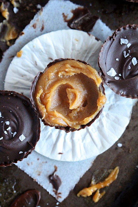 Healthy {Date Free} Salted Dark Chocolate Peanut BUtter Caramels - Gluten Free - Dairy Free - Refined Sugar Free - Low Carb - Vegan - Keto - Paleo Friendly - www.betterwithcake.com