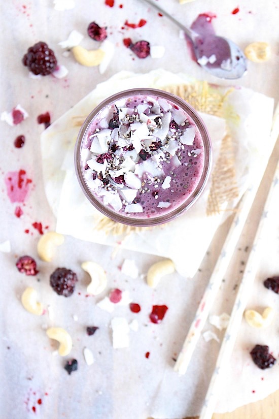 Low Carb - Sugar Free- Blackberry Cheesecake Smoothie - Vegan - Daory Free - Banana Free - Keto - Paleo - www.betterwithcake.com