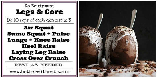 {Sugar Free} Choc Chip Matcha Mudslide + No Equipment {At Home} Legs & Core Workout