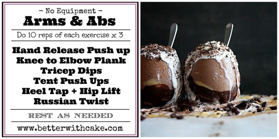 {Sugar Free} Choc Fudge Peanut Butter Brownie Thickshake + No Equipment Arms & Abs