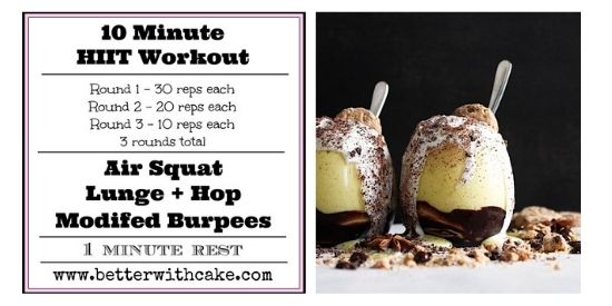 Sugar Free Golden Spiced Choc Chip Cookie Dough Shake & A 10 min {no equipment} HIIT Workout