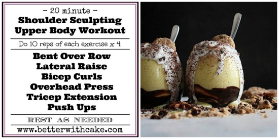 {Sugar Free} Golden Spiced Cookie Dough Crunch Shake & 20 min Shoulder Sculpt