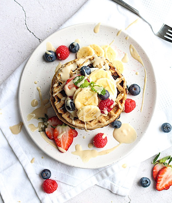 Fluffy Vanilla Protein Waffles