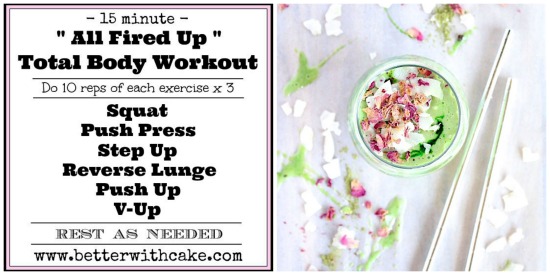 White Chocolate Matcha Milkshake & A 15 Minute Total Body Workout