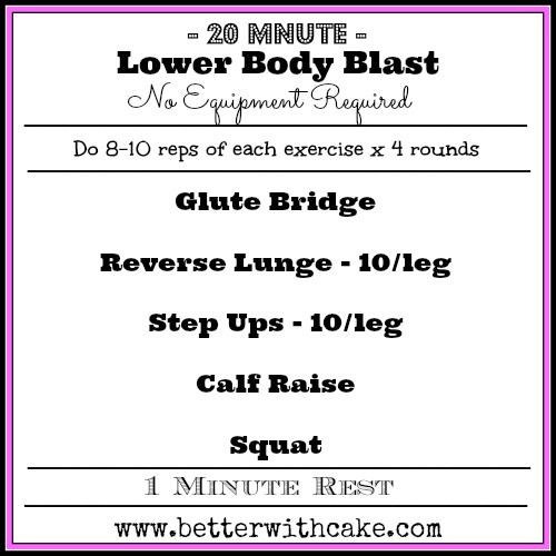 Fit Friday Fun – A 20 Minute Lower body {Bodyweight} Workout + A Bonus Choc-Banana Milkshake Recipe